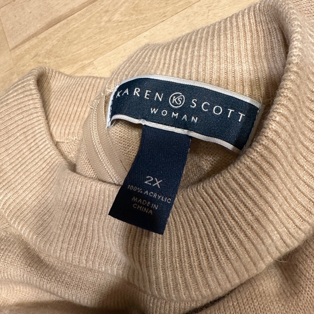 Karen Scott Women's Cowl Neck Sweater - Tan